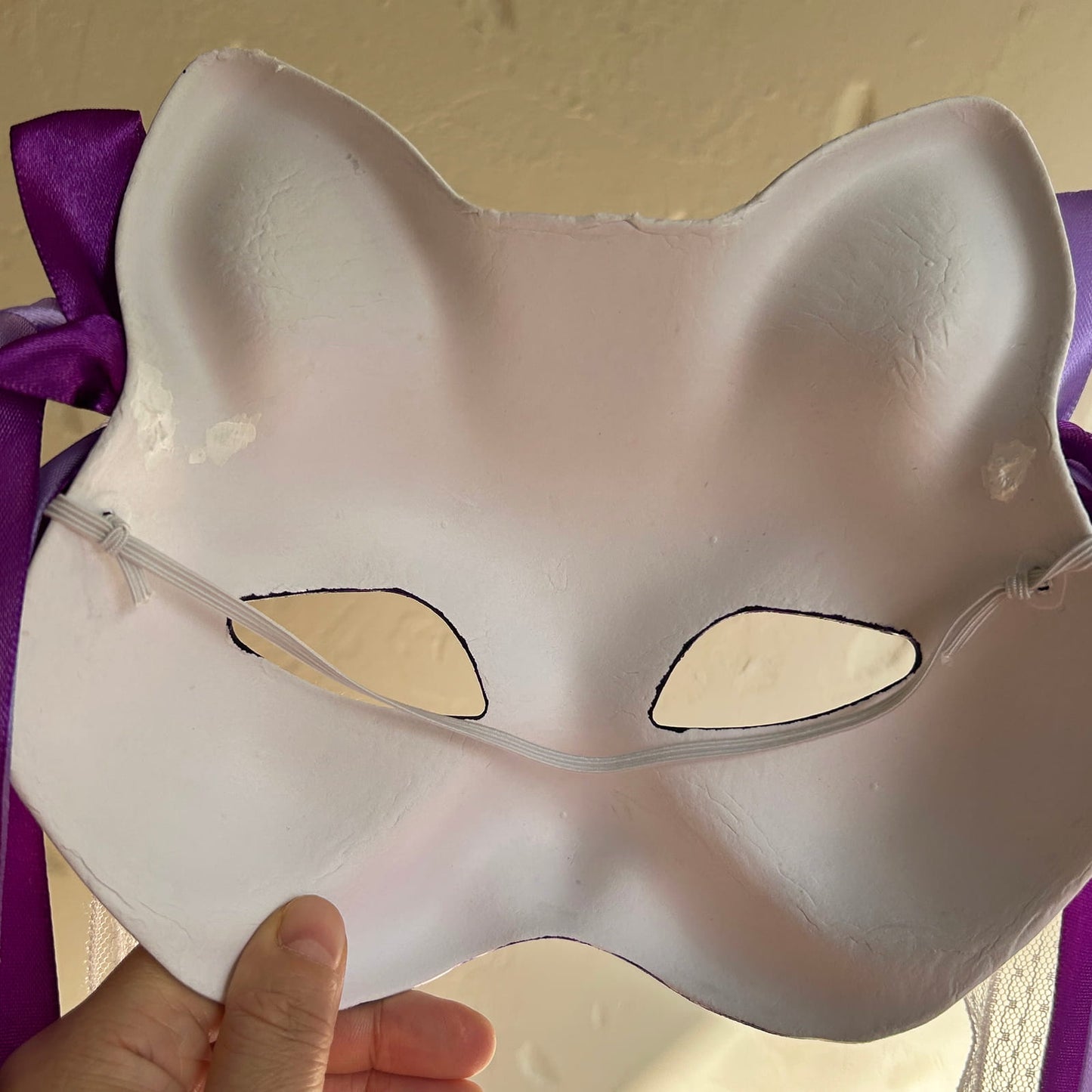 Hand-painted purple sakura cat mask Masquerade kabuki 01