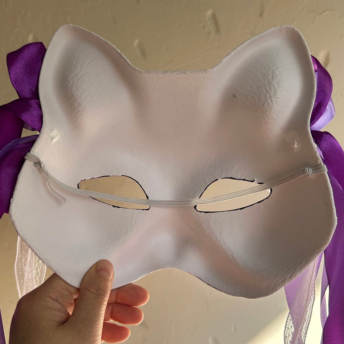 Hand-painted purple sakura cat mask Masquerade kabuki 02