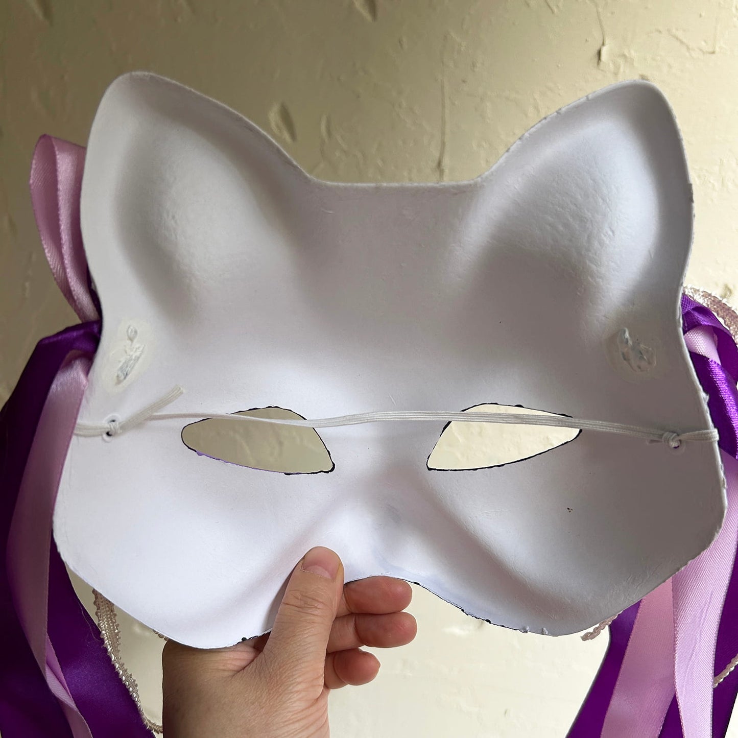 Hand-painted purple sakura cat mask Masquerade kabuki 06