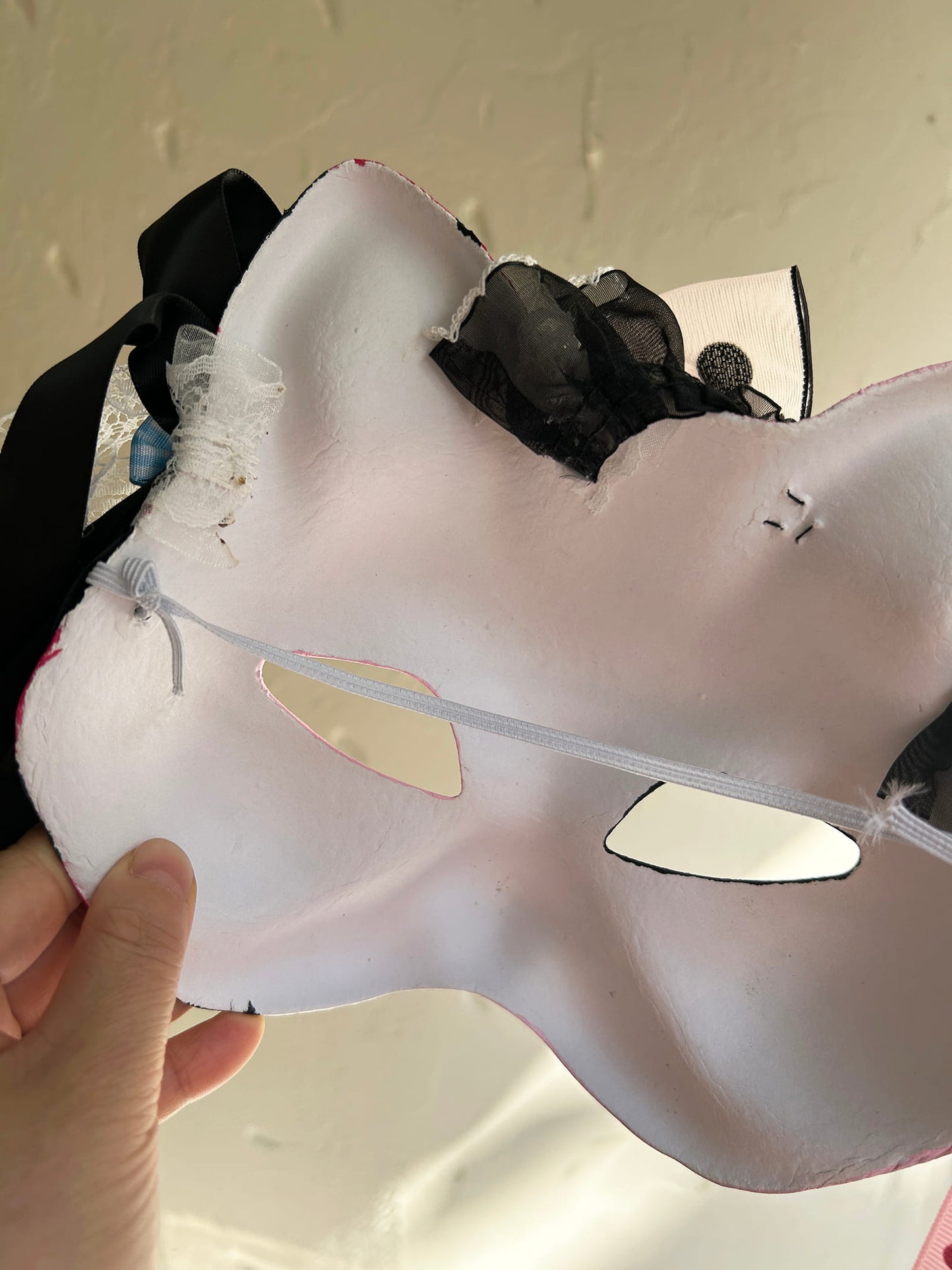 Original design handmade Colorful Check cat mask kabuki 01