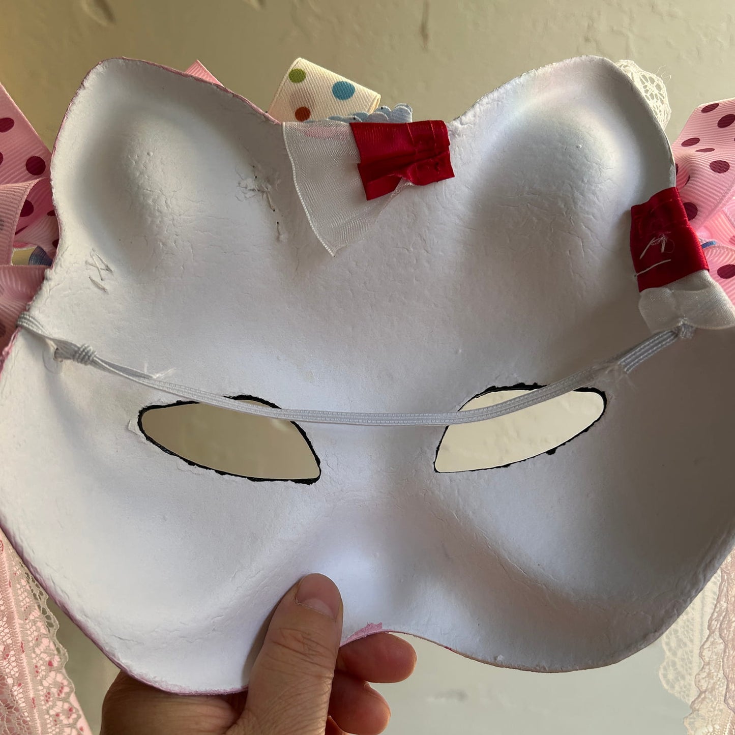 Original design handmade Colorful Check cat mask kabuki 02