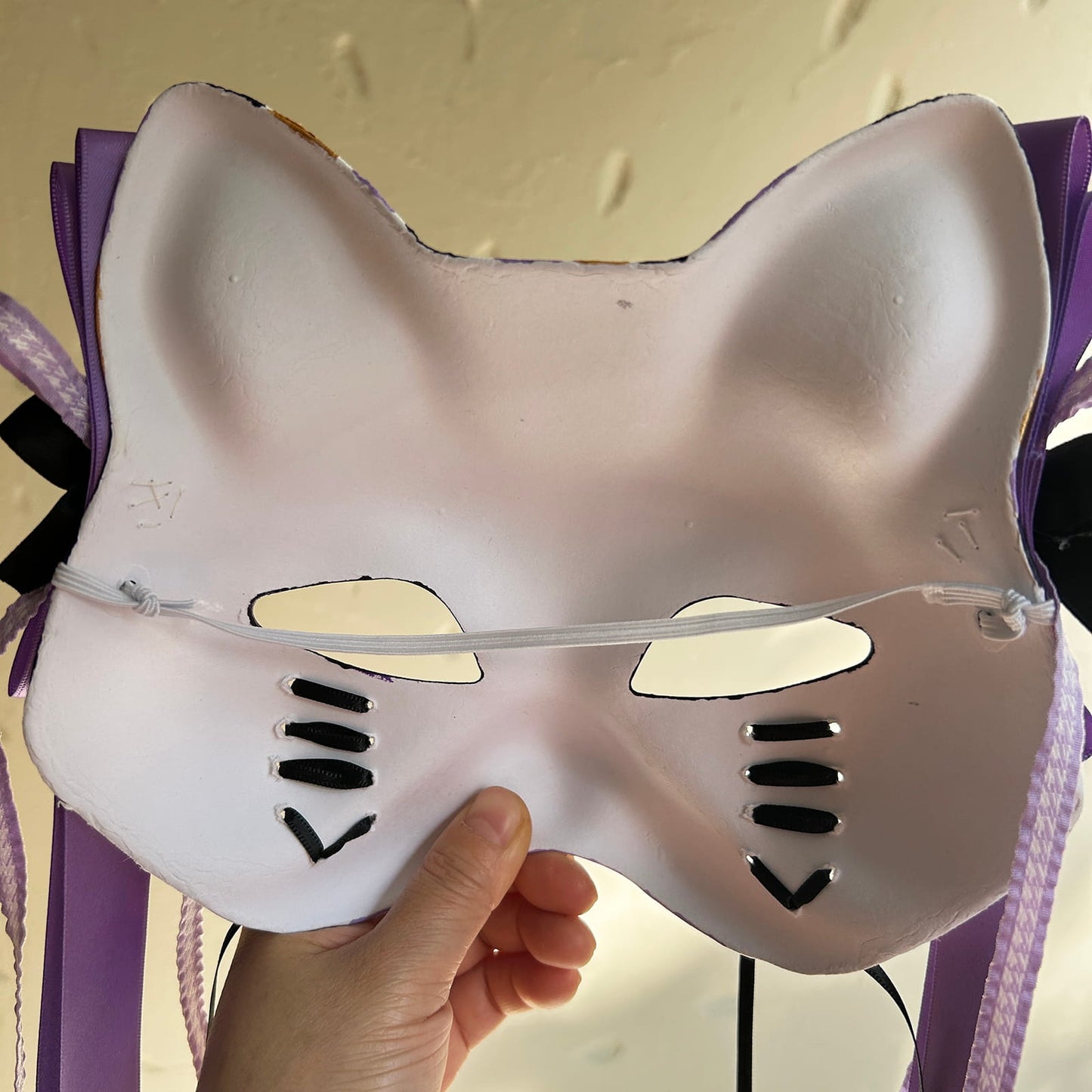 Original design handmade purple unique cat mask Masquerade kabuki 01