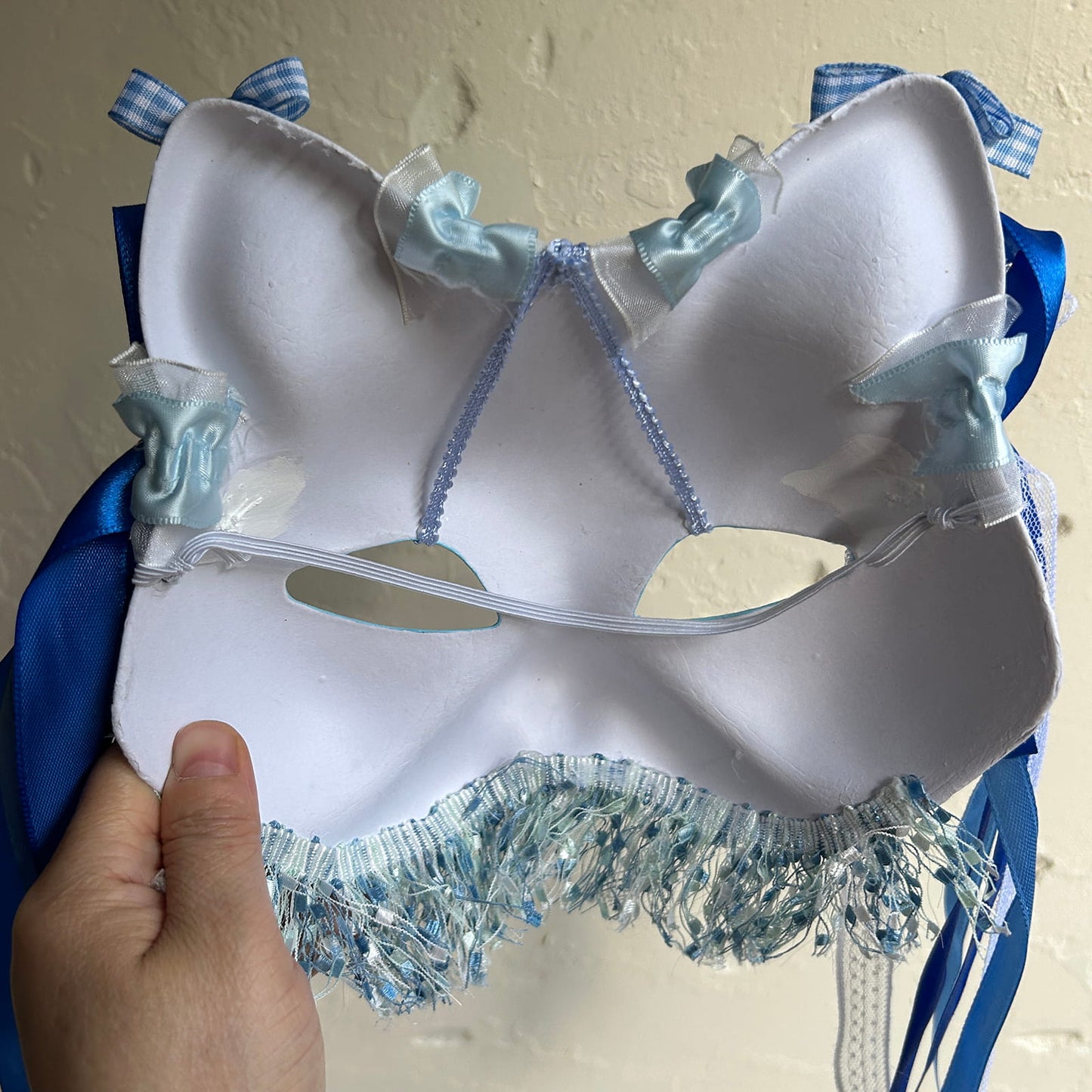 Original handmade blue gorgeous cute cat mask Masquerade kabuki 01