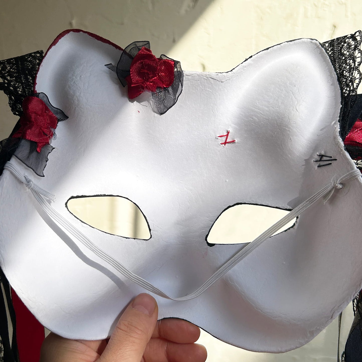Original handmade cute and cool cat mask, Masquerade Kabuki 02