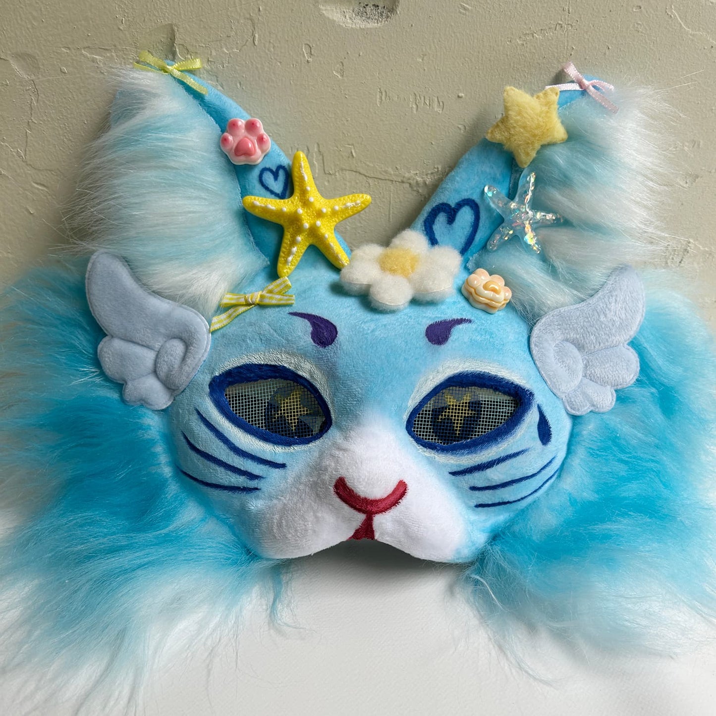 Blue cute Therian cat mask 01