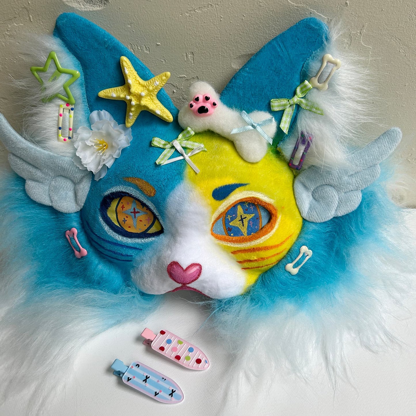 Blue cute Therian cat mask 02