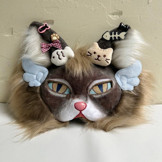 Brown cool and cute Therian cat mask 01