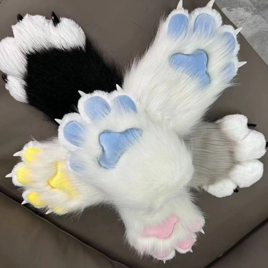Furry Fursuit Paws – Squeaky Plush Animal Claw Gloves for Cosplay, Costume & Halloween 01