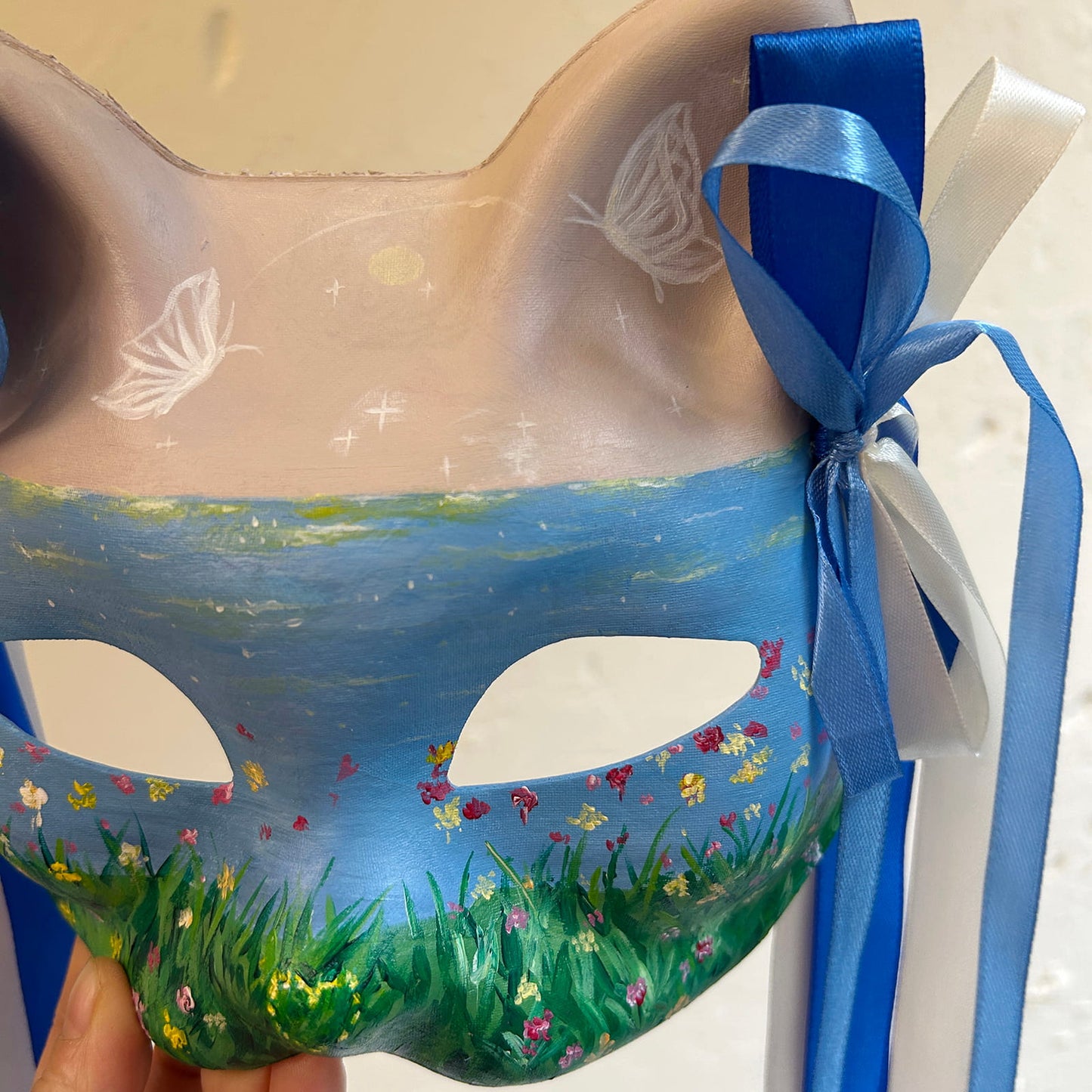 Hand-painted Beautiful scenery cat mask kitsune 01