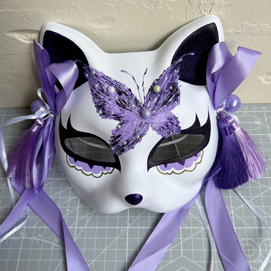 Hand-painted butterfly Masquerade cat mask kabuki 01