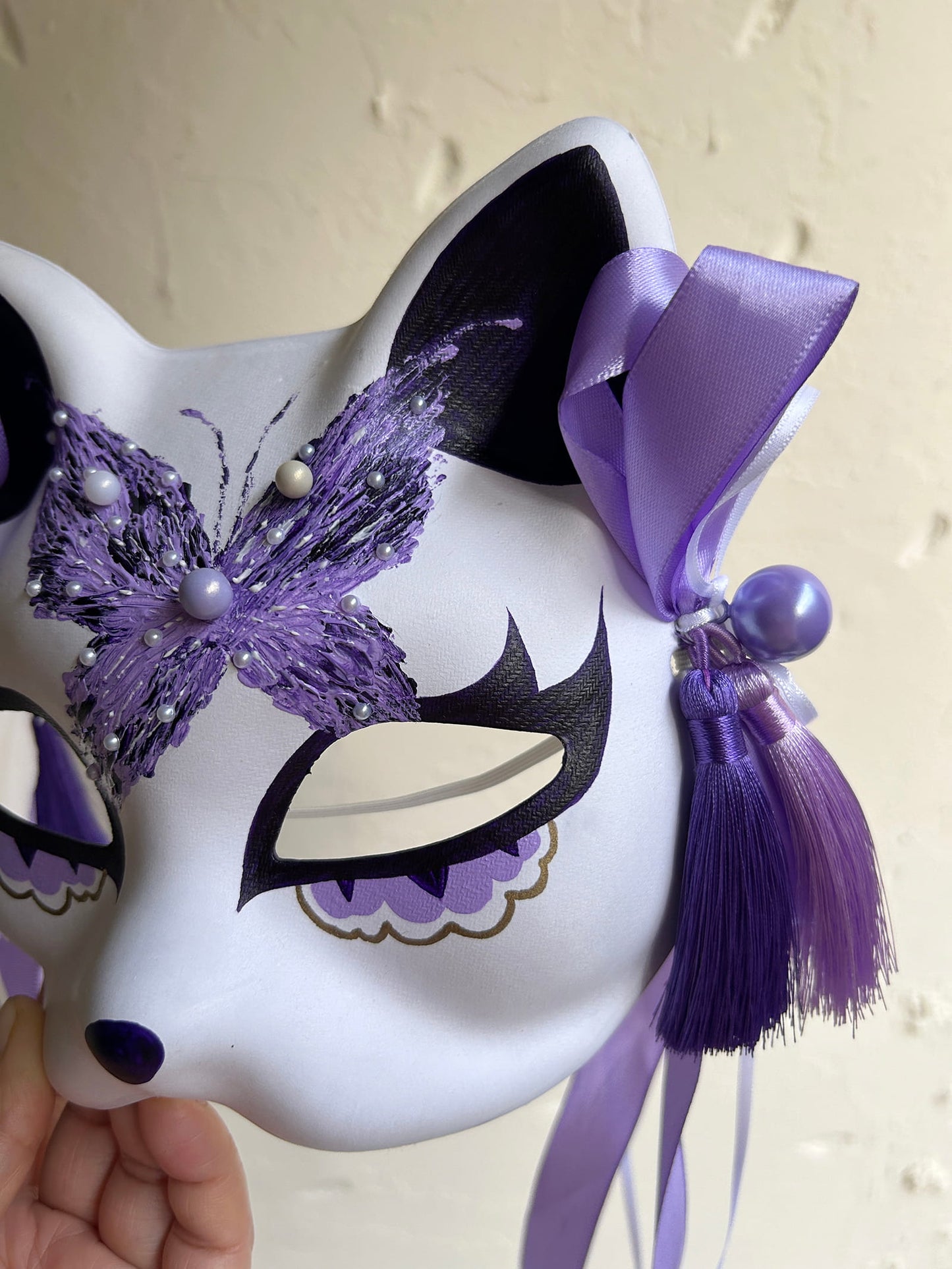 Hand-painted butterfly Masquerade cat mask kabuki 01