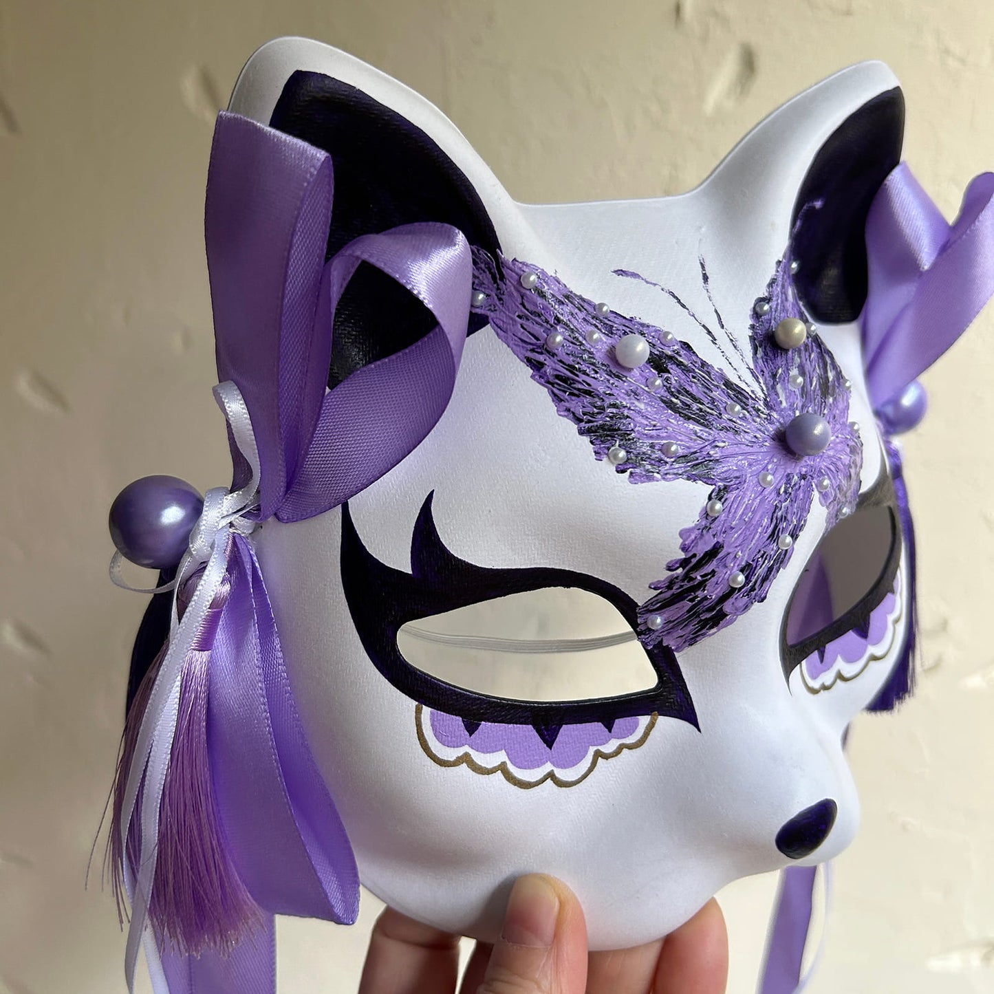 Hand-painted butterfly Masquerade cat mask kabuki 01