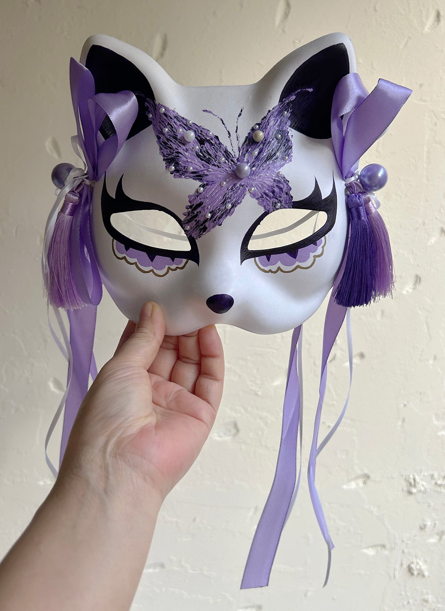 Hand-painted butterfly Masquerade cat mask kabuki 01