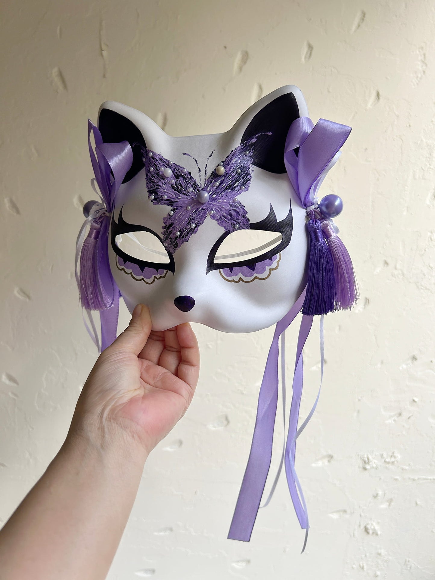 Hand-painted butterfly Masquerade cat mask kabuki 01