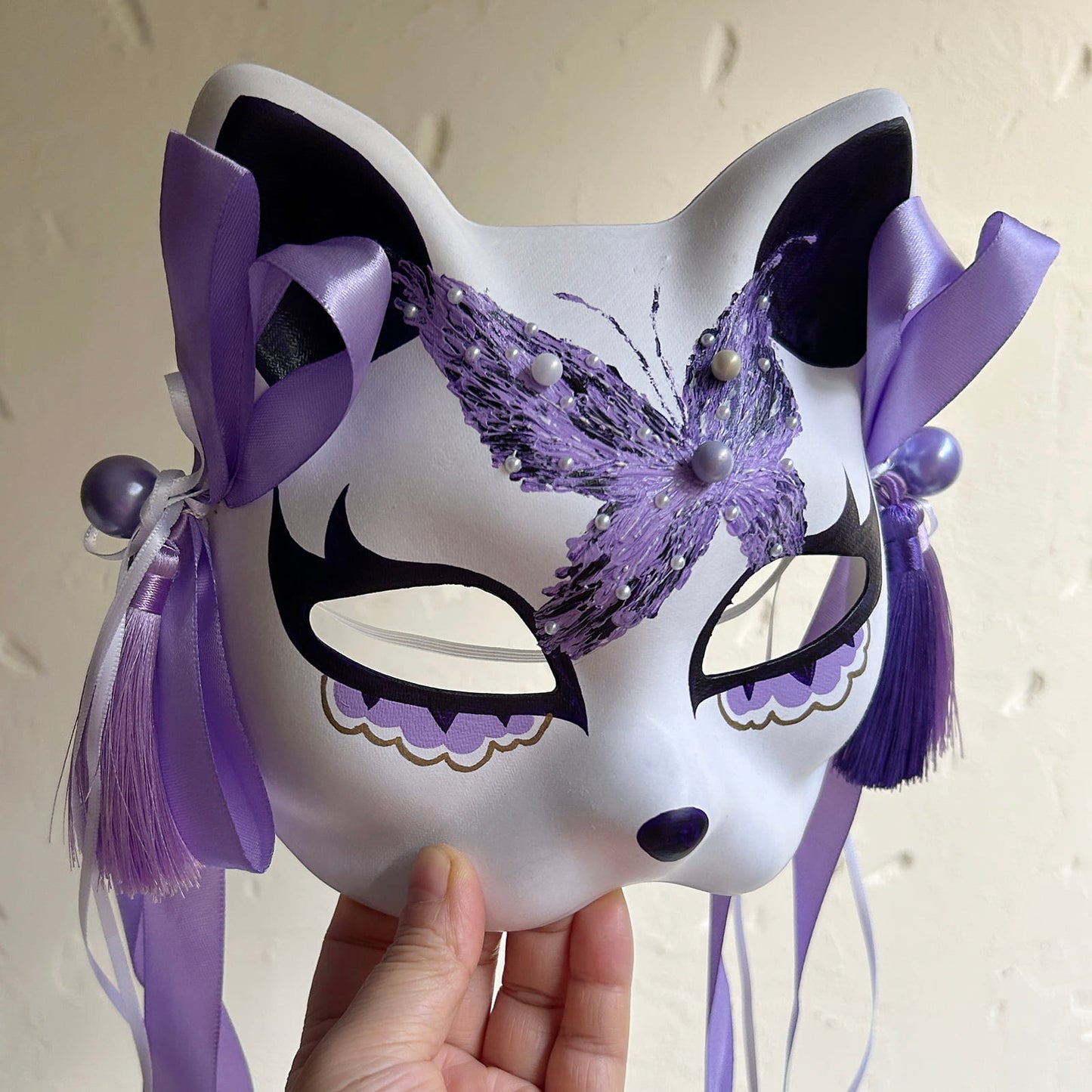 Hand-painted butterfly Masquerade cat mask kabuki 01