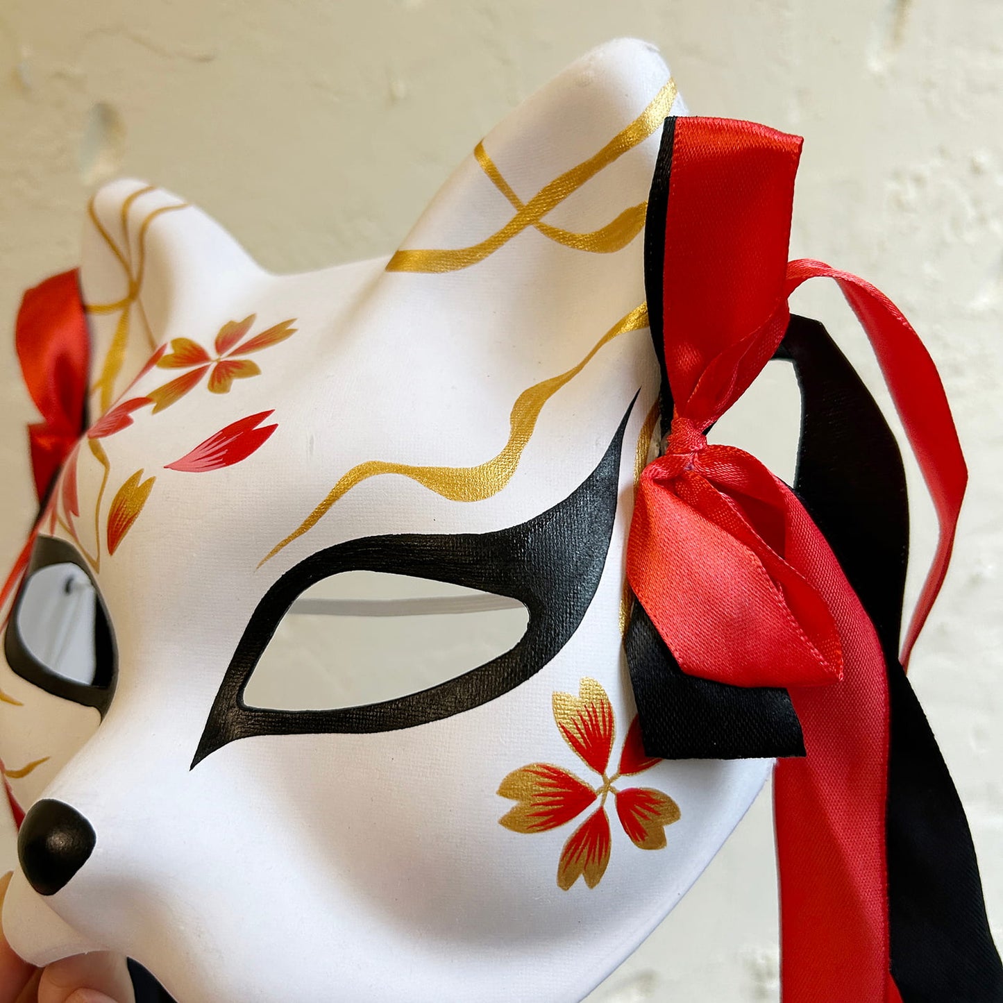 Hand-painted cool sakura cat mask 01