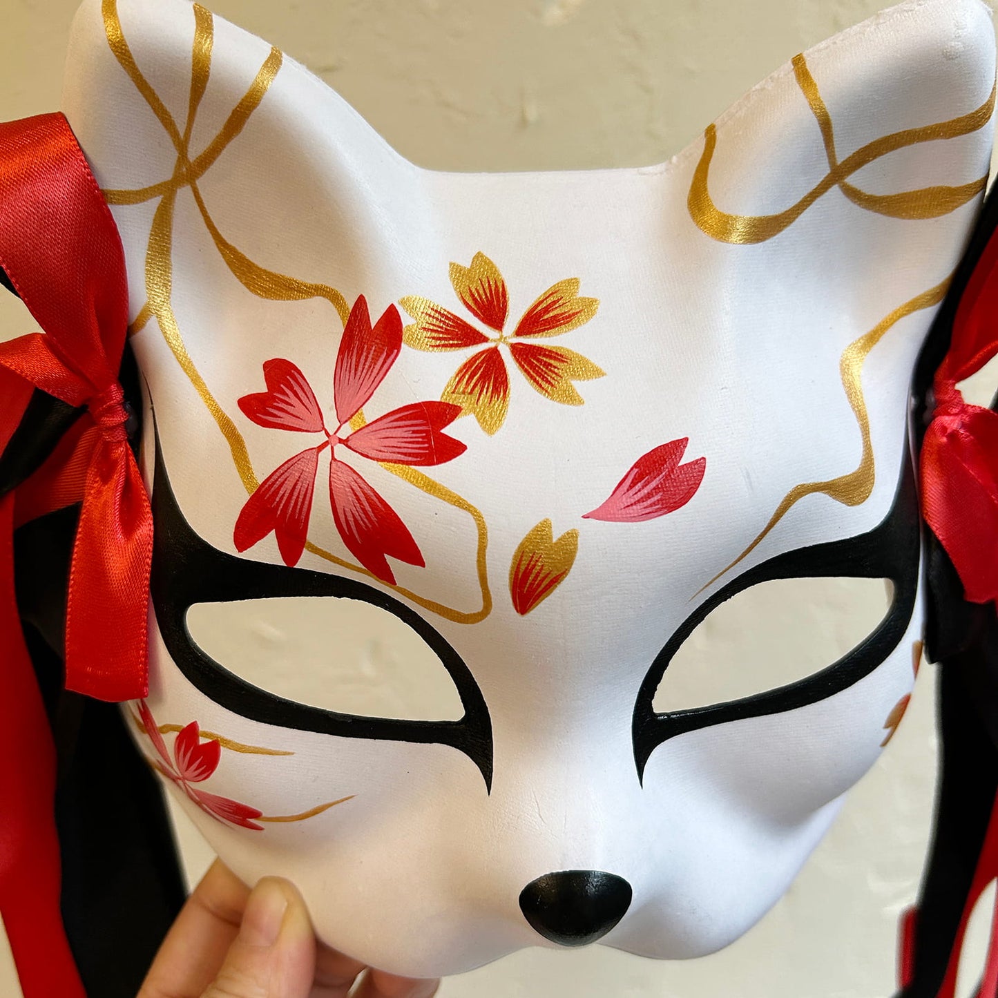 Hand-painted cool sakura cat mask 01