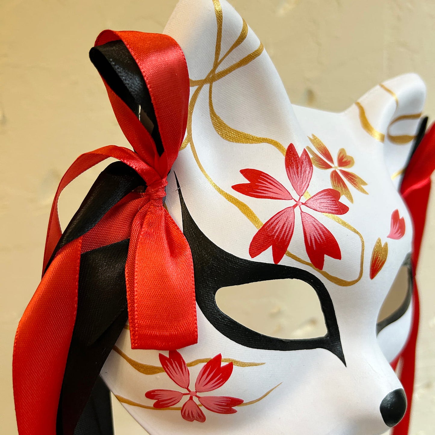 Hand-painted cool sakura cat mask 01