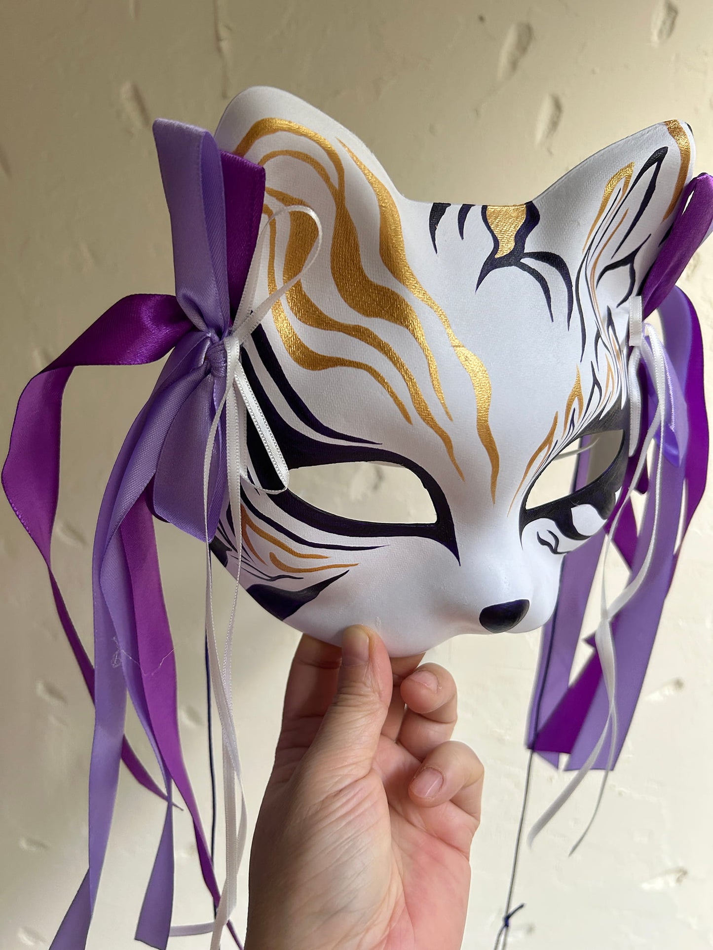 Hand-painted cute Masquerade cat mask kabuki 01