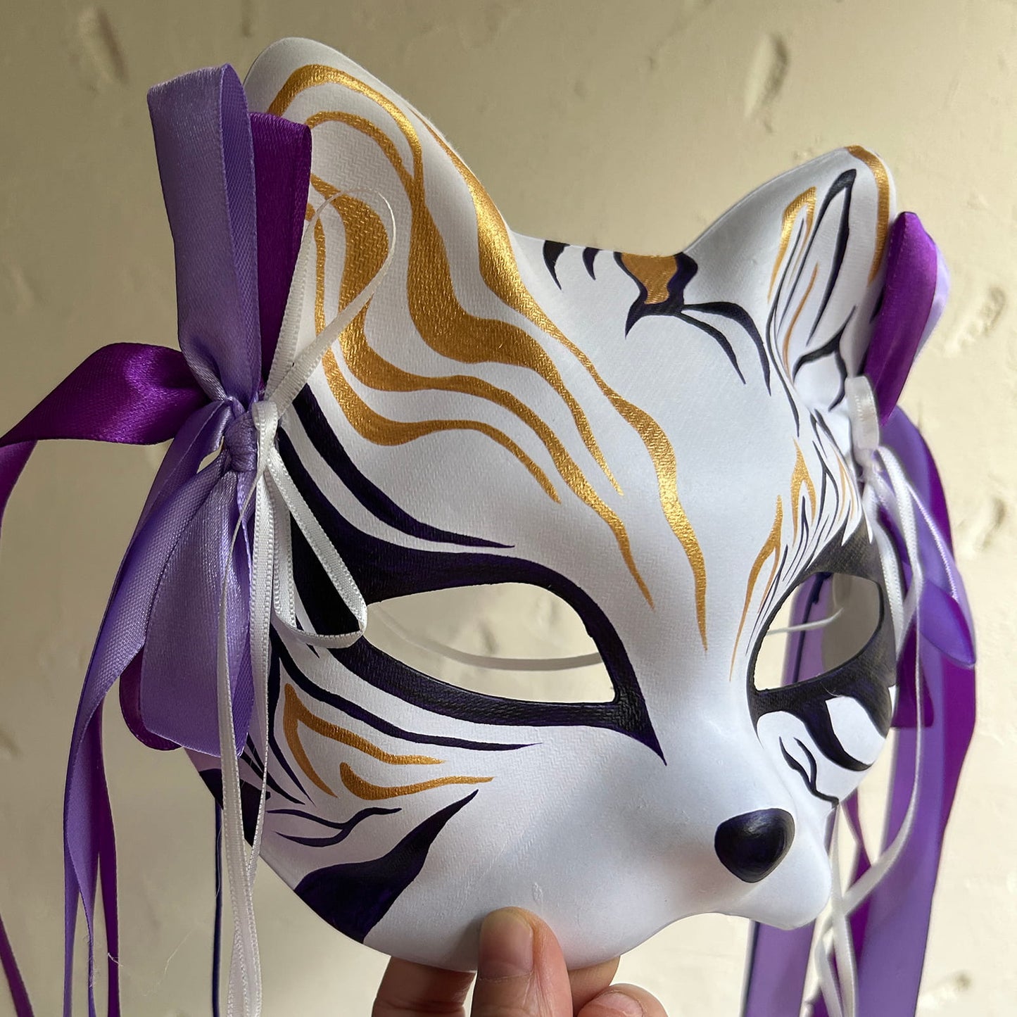 Hand-painted cute Masquerade cat mask kabuki 01