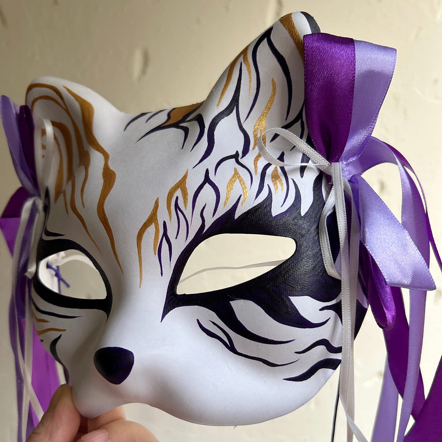 Hand-painted cute Masquerade cat mask kabuki 01