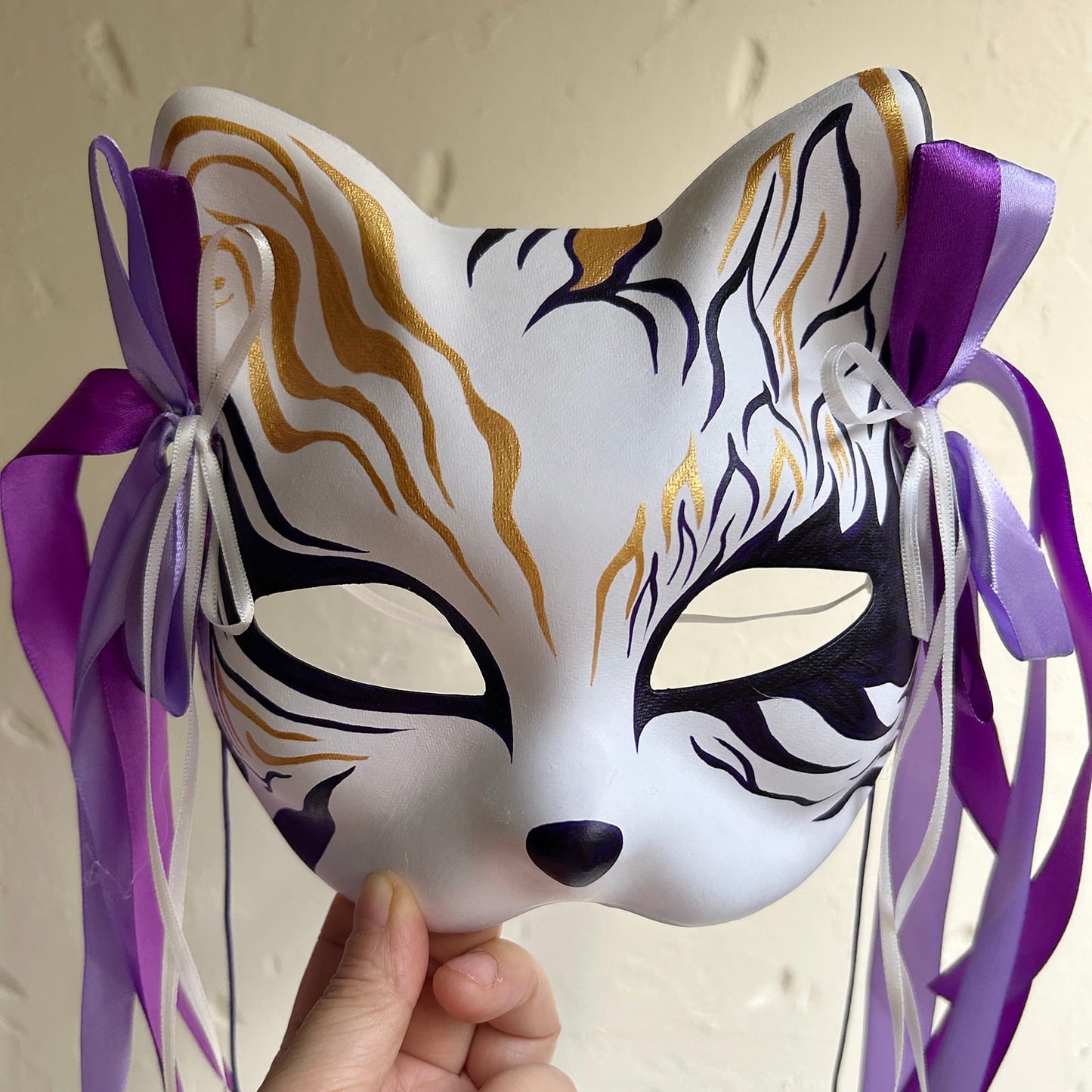 Hand-painted cute Masquerade cat mask kabuki 01