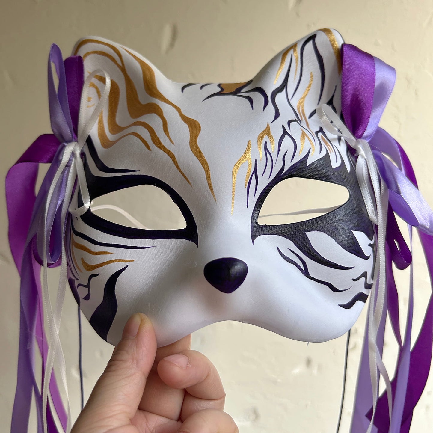 Hand-painted cute Masquerade cat mask kabuki 01