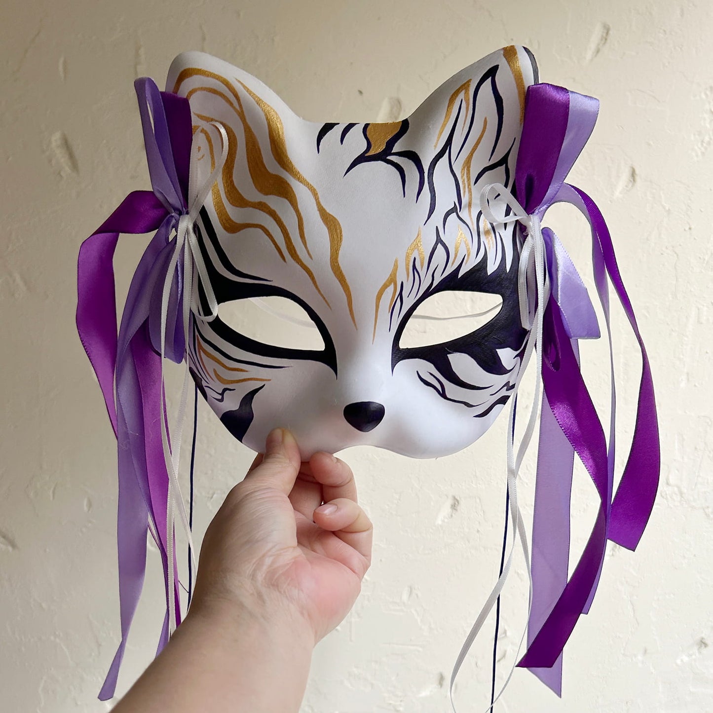 Hand-painted cute Masquerade cat mask kabuki 01