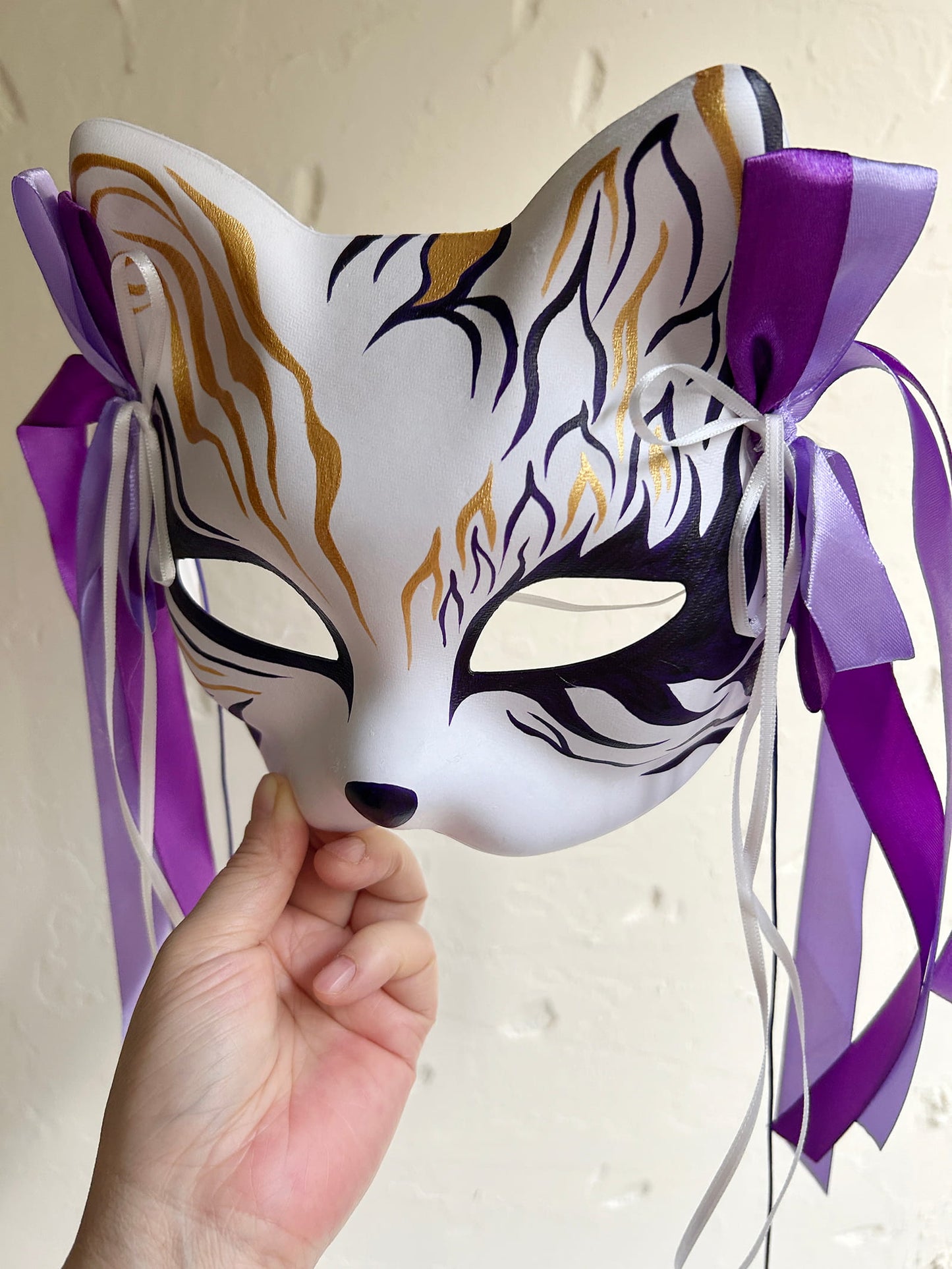 Hand-painted cute Masquerade cat mask kabuki 01