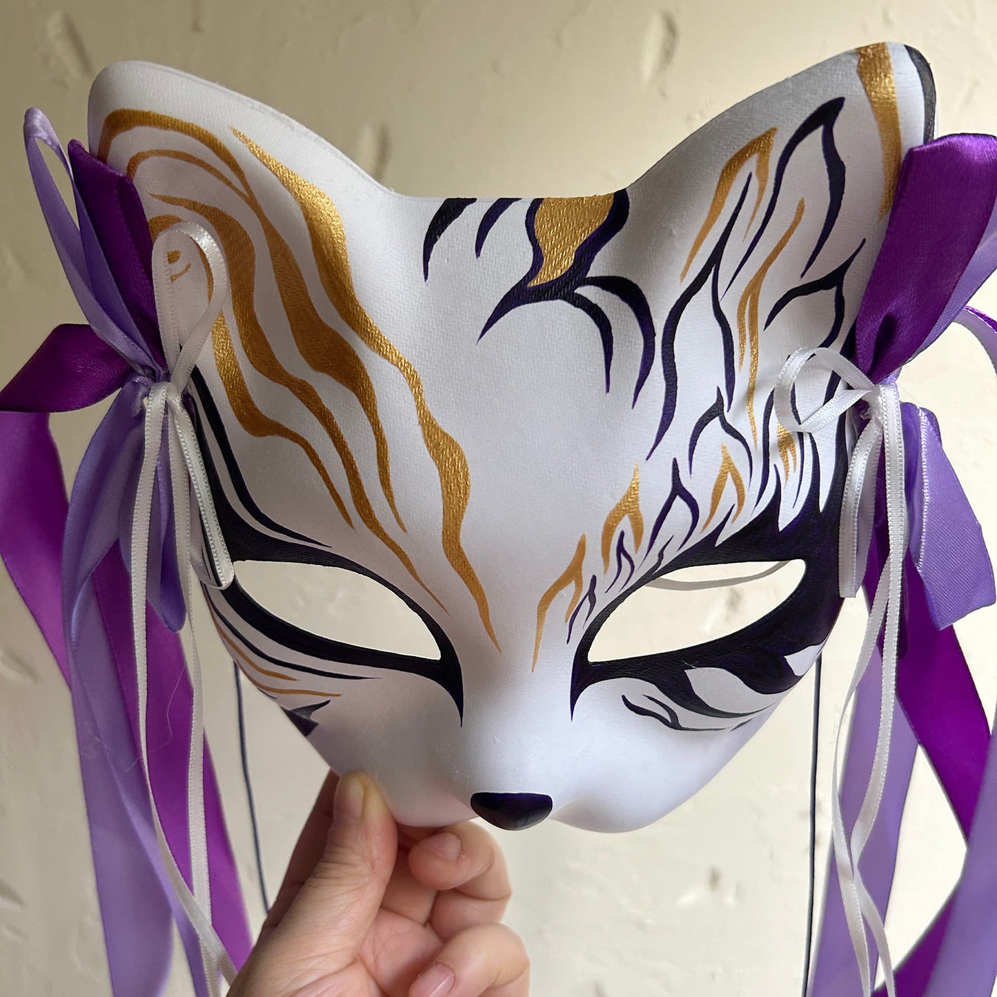 Hand-painted cute Masquerade cat mask kabuki 01