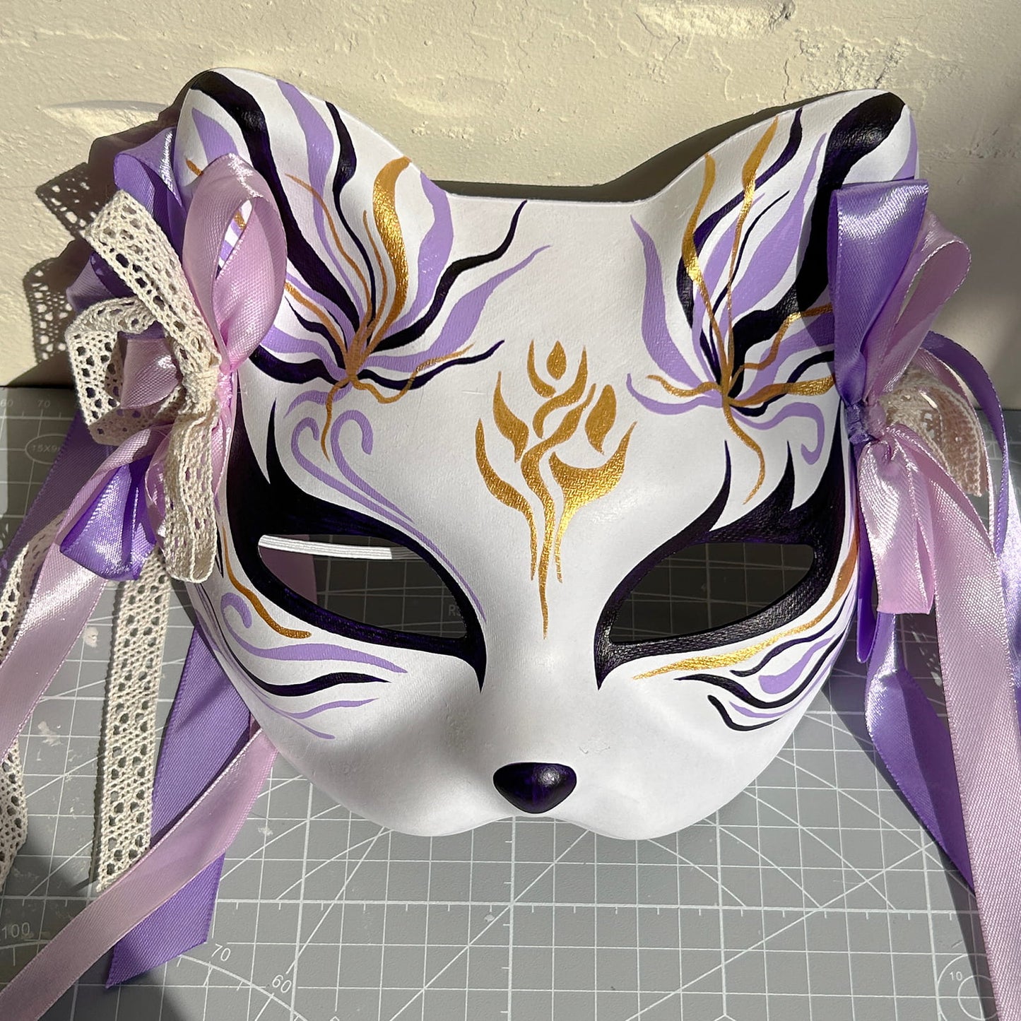 Hand-painted purple Cat mask Masquerade  kabuki 02