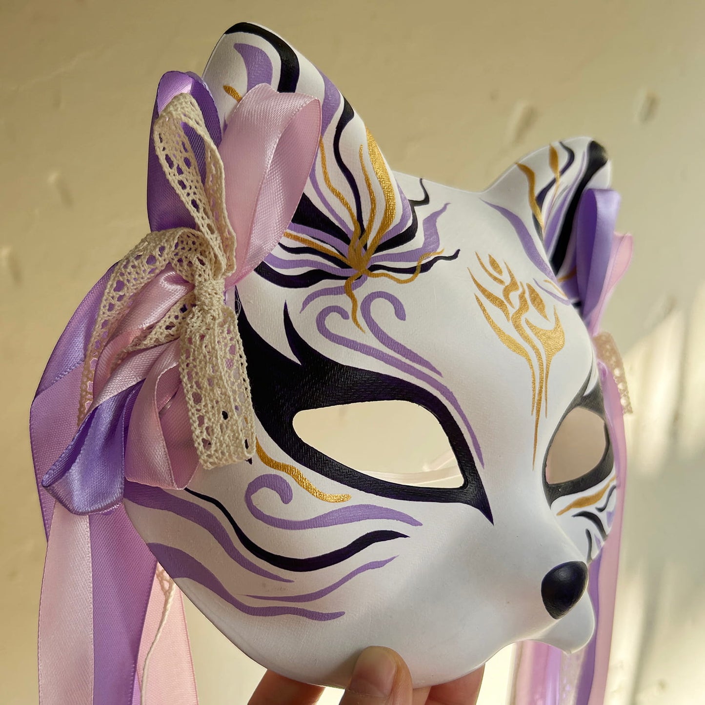 Hand-painted purple Cat mask Masquerade  kabuki 02