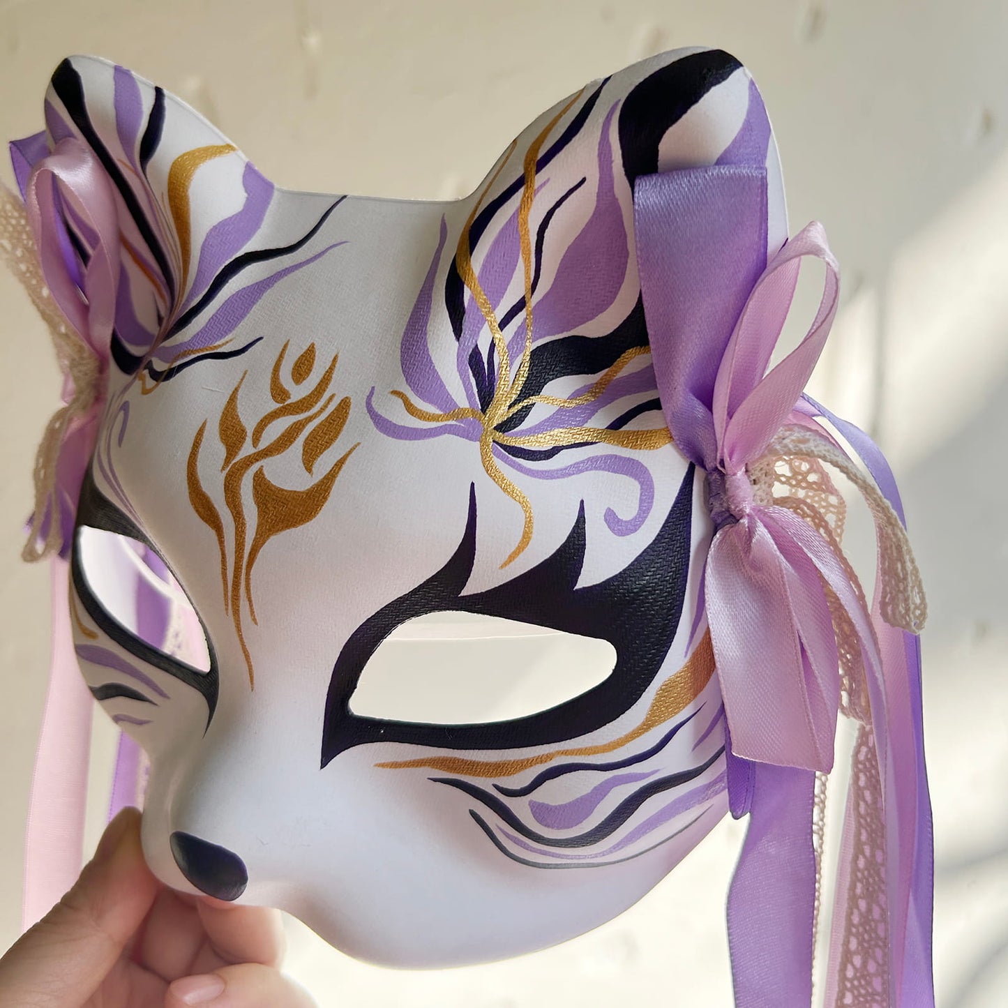Hand-painted purple Cat mask Masquerade  kabuki 02