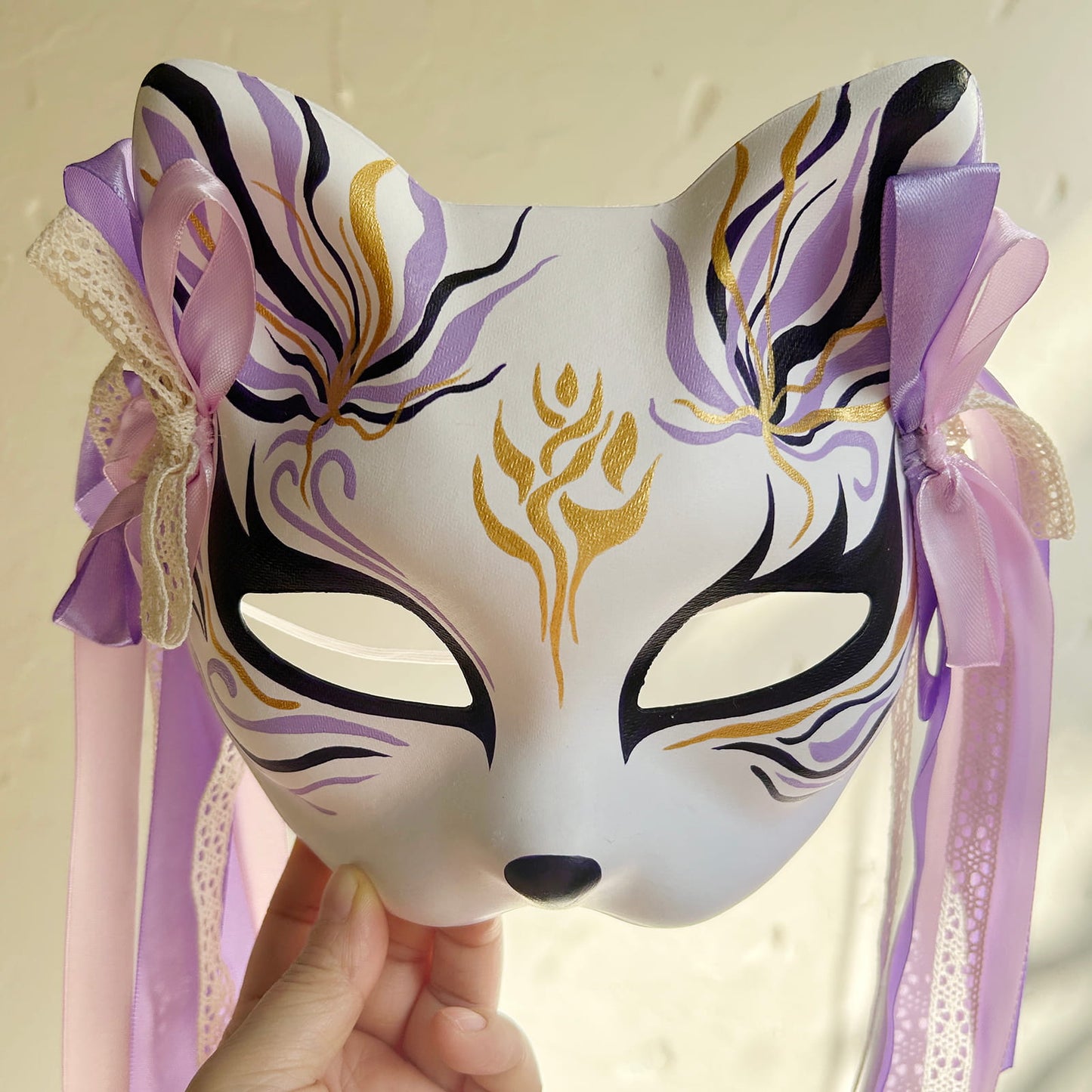 Hand-painted purple Cat mask Masquerade  kabuki 02