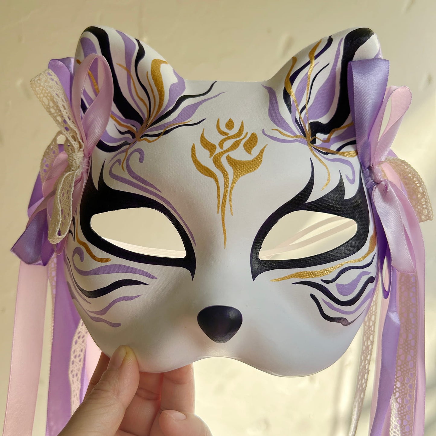 Hand-painted purple Cat mask Masquerade  kabuki 02