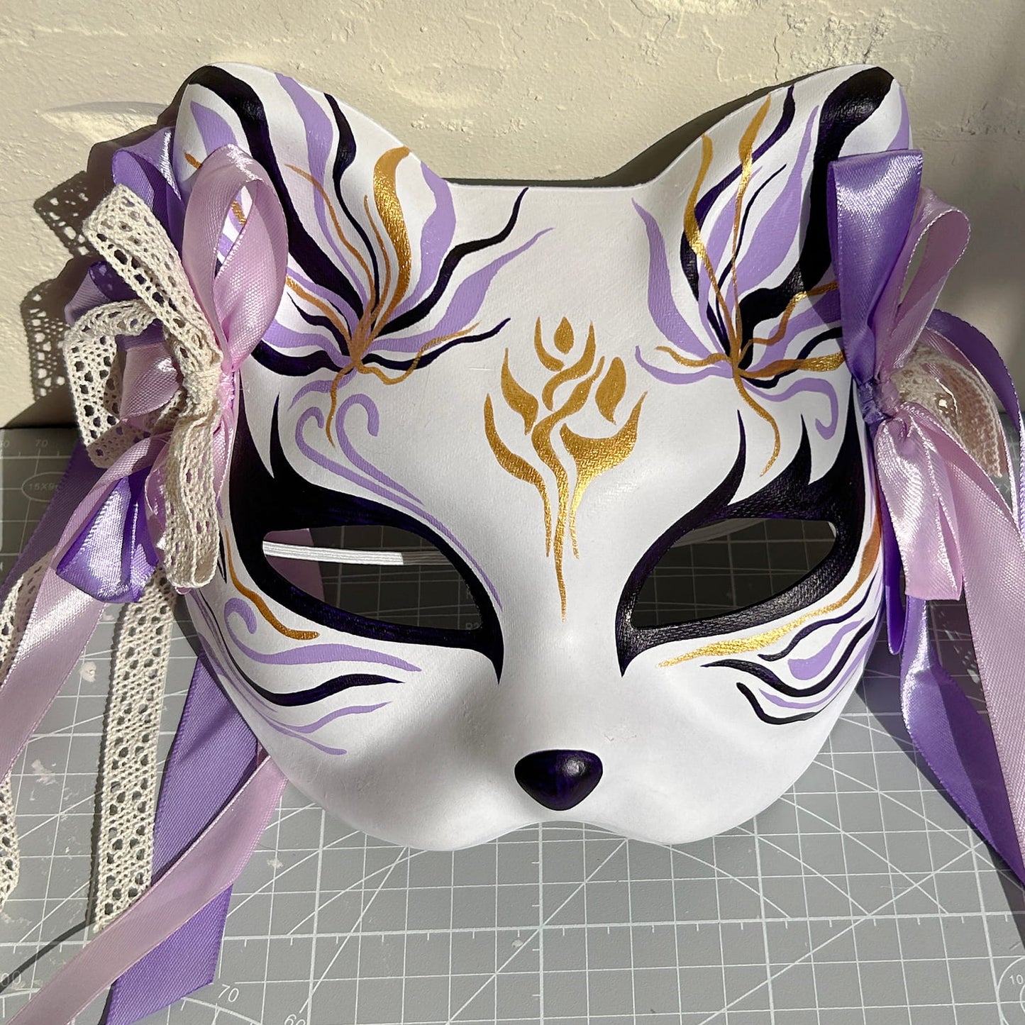 Hand-painted purple Cat mask Masquerade  kabuki 02