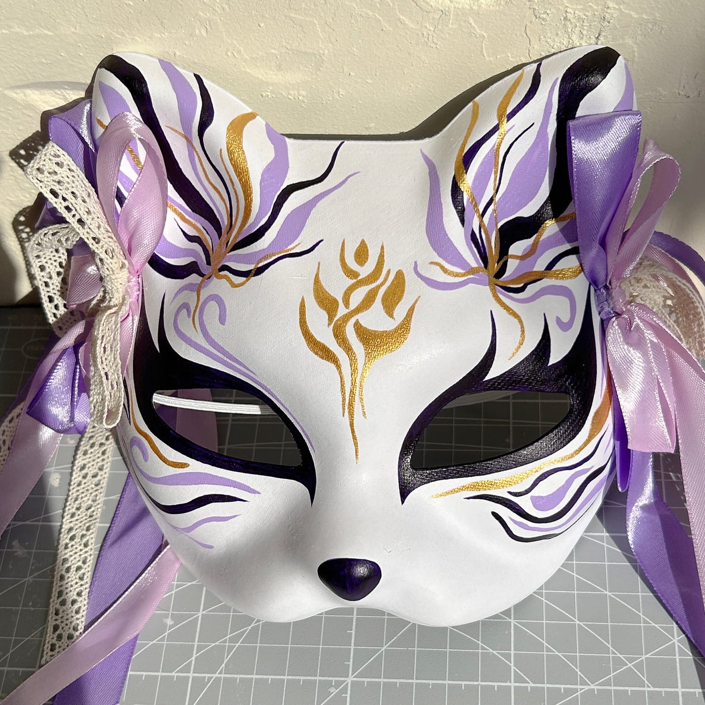 Hand-painted purple Cat mask Masquerade  kabuki 02