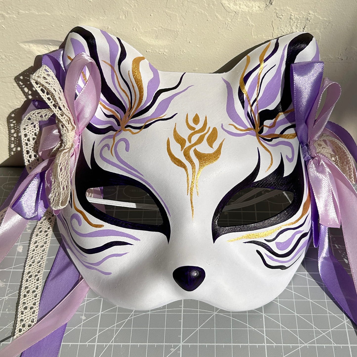 Hand-painted purple Cat mask Masquerade  kabuki 02