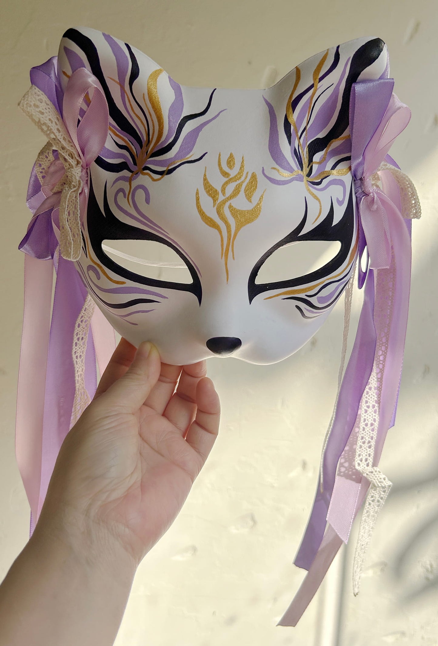 Hand-painted purple Cat mask Masquerade  kabuki 02