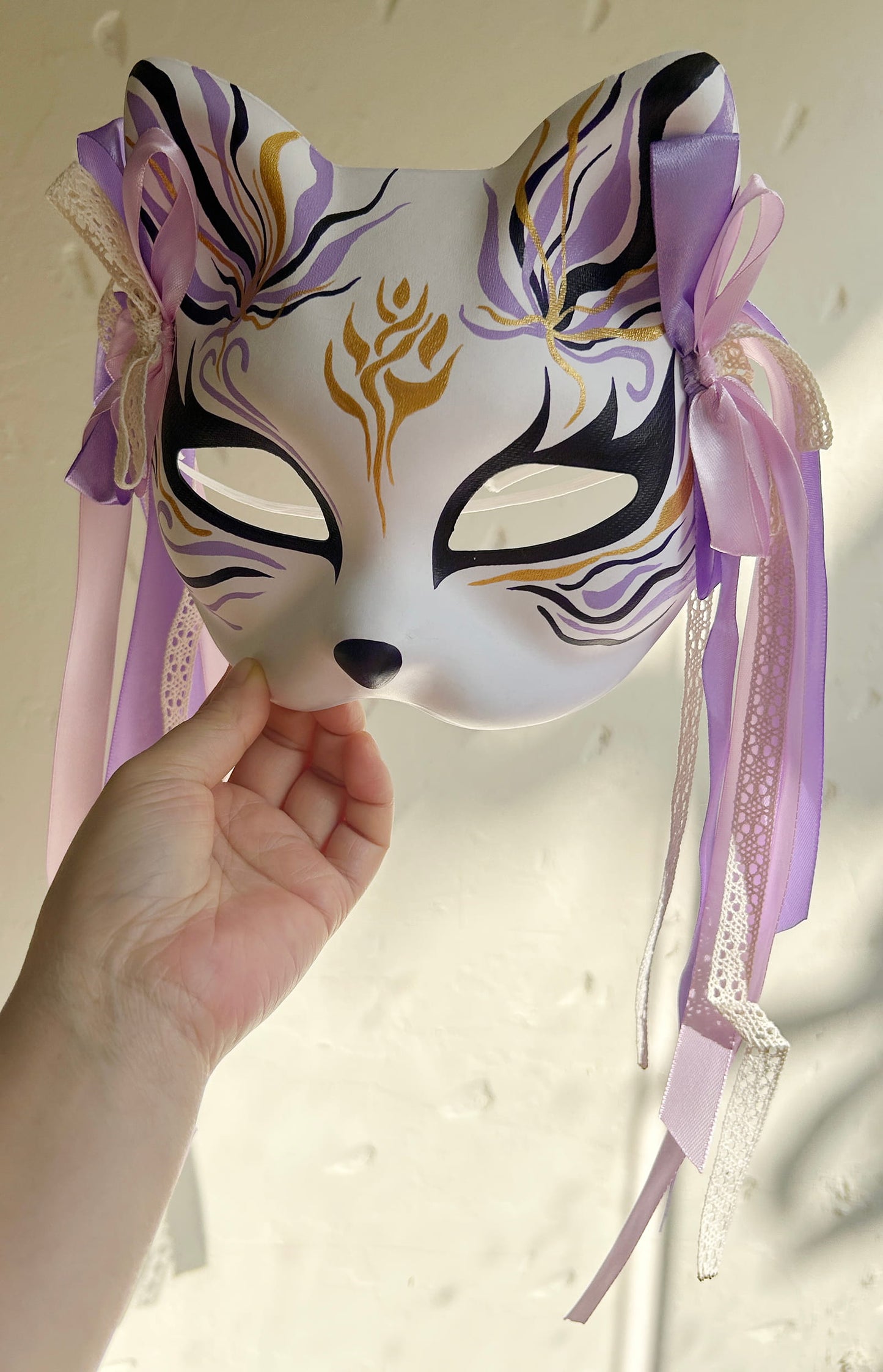 Hand-painted purple Cat mask Masquerade  kabuki 02