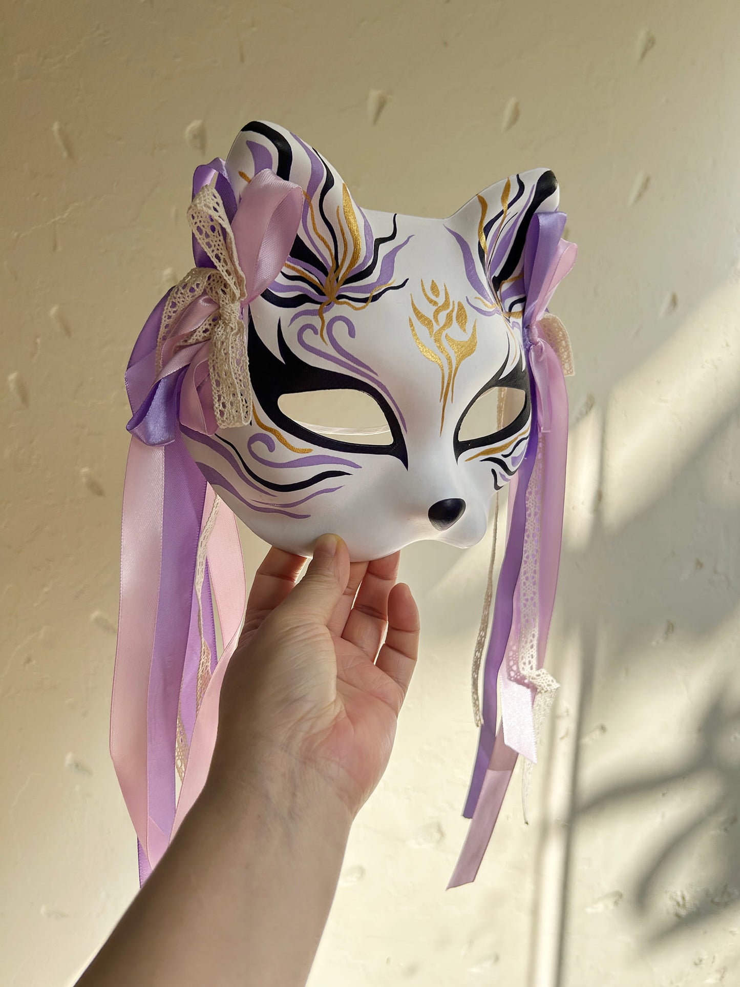 Hand-painted purple Cat mask Masquerade  kabuki 02