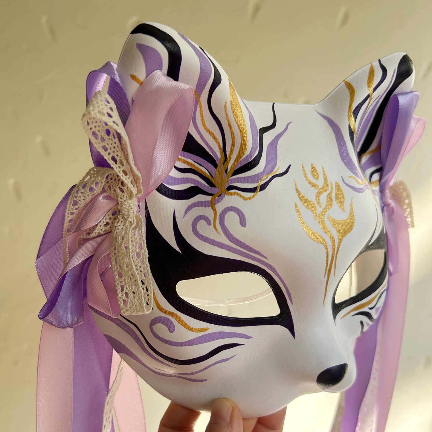 Hand-painted purple Cat mask Masquerade  kabuki 02
