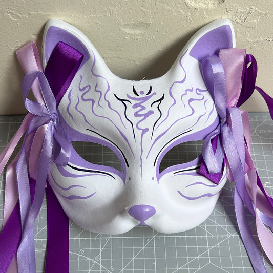 Hand-painted purple Fox mask Masquerade  kabuki 01