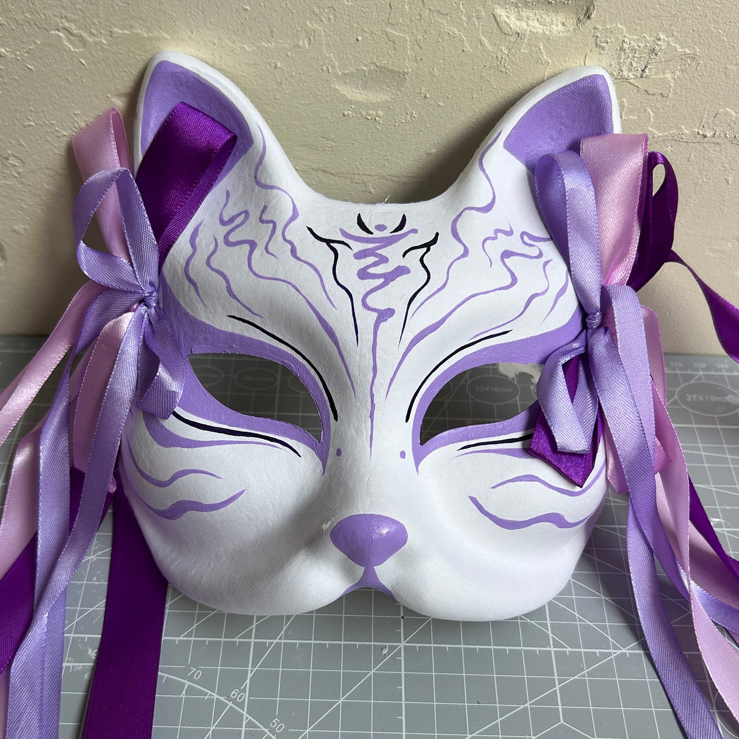 Hand-painted purple Fox mask Masquerade  kabuki 01