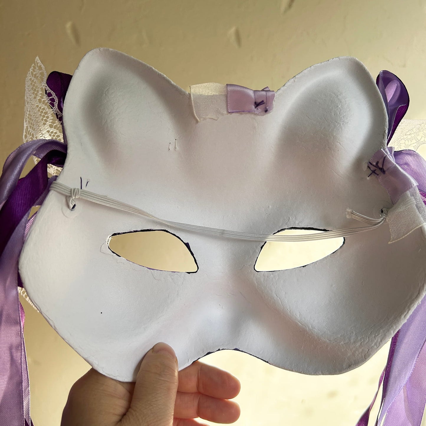 Hand-painted purple sakura cat mask Masquerade  kabuki 03
