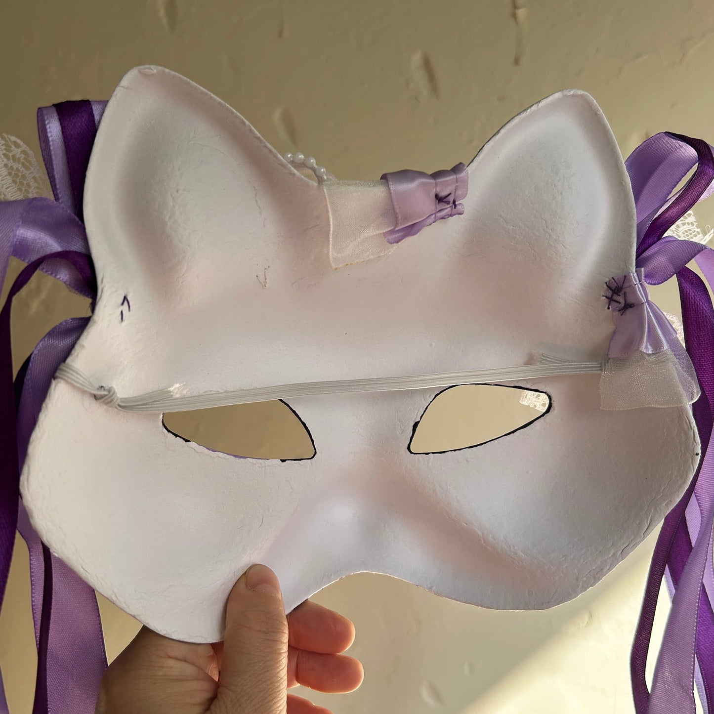 Hand-painted purple sakura cat mask Masquerade  kabuki 04