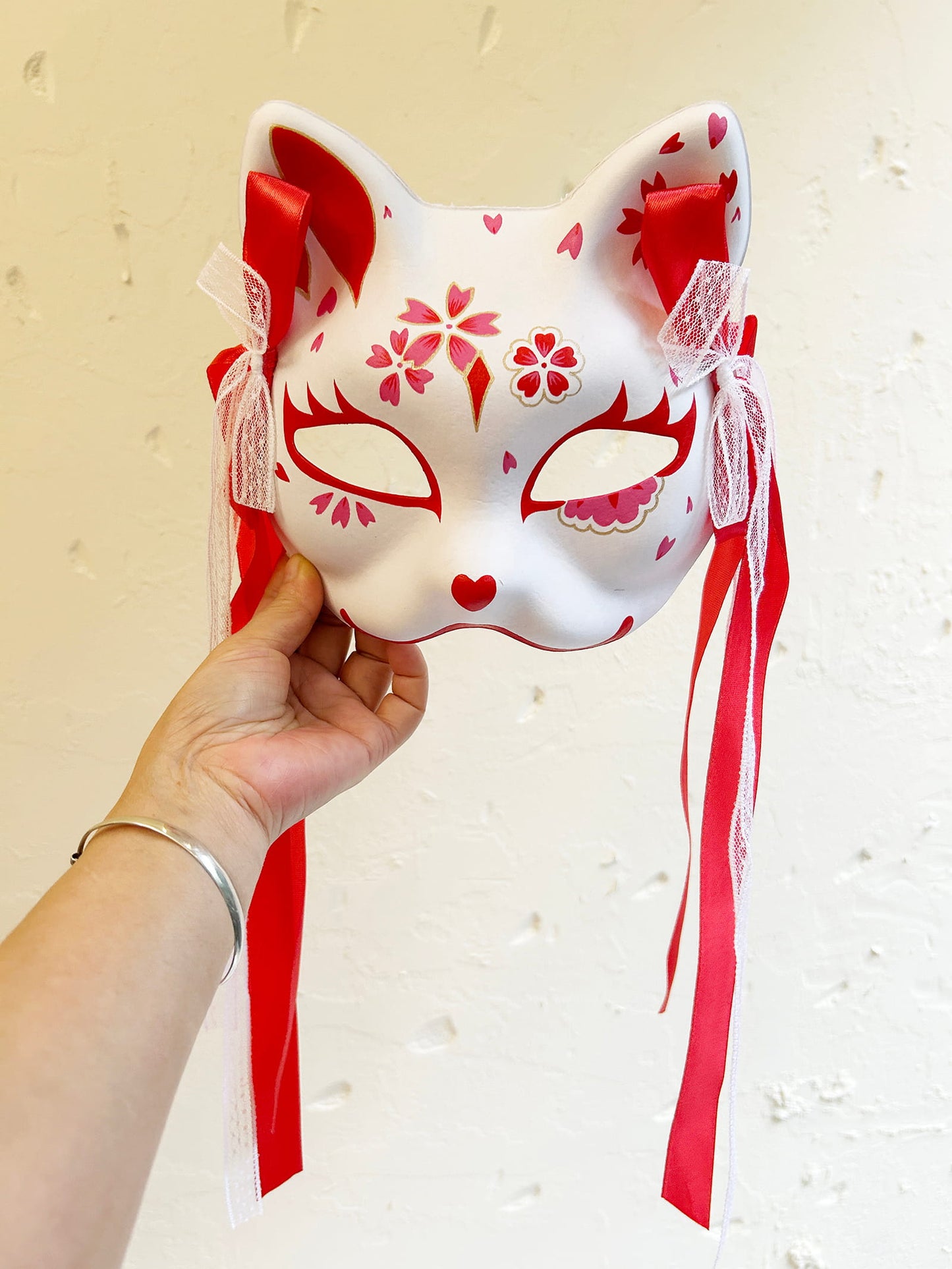 Hand-painted sakura cat mask 01