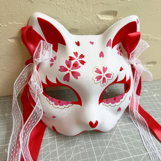 Hand-painted sakura cat mask 03