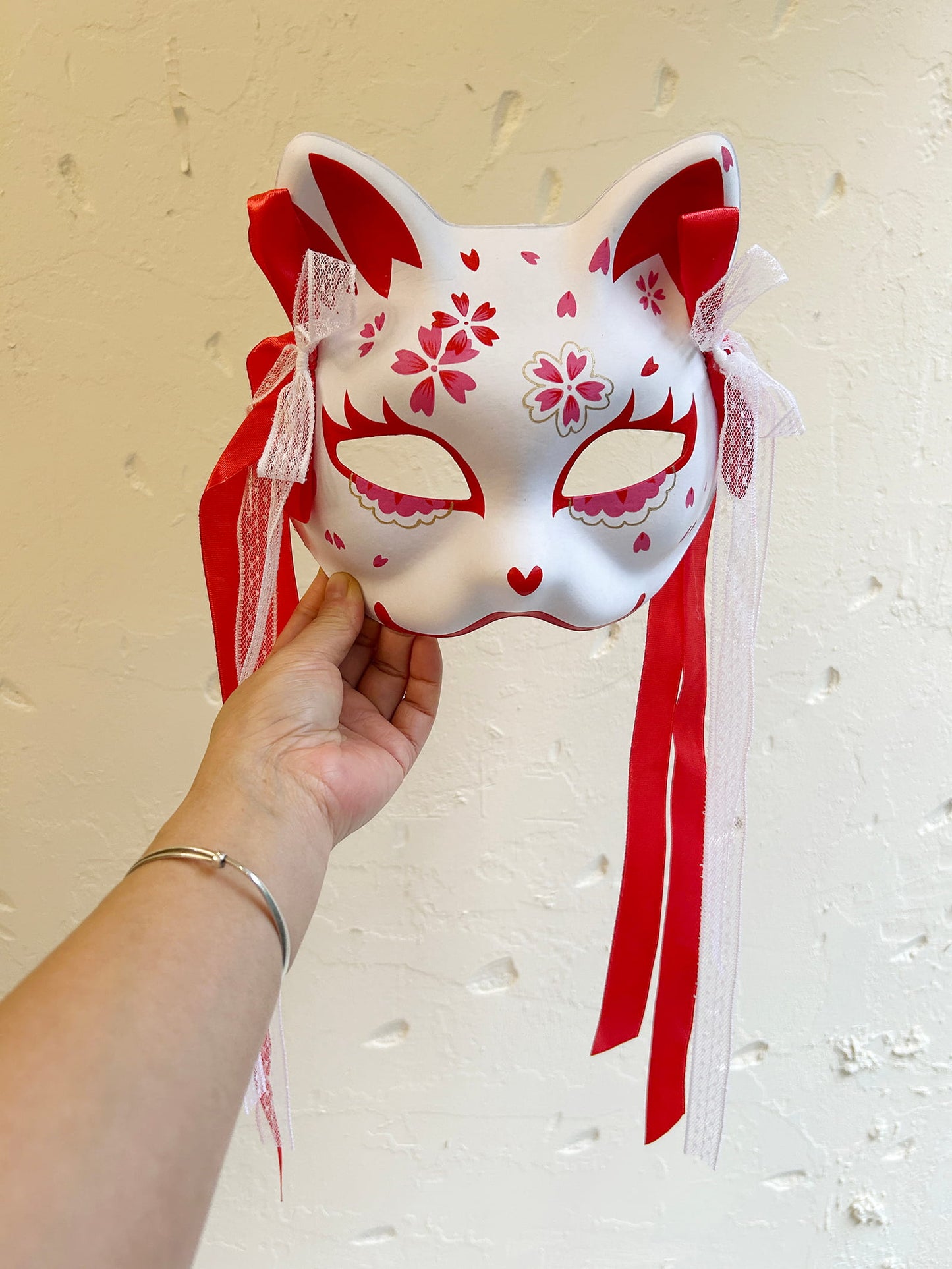Hand-painted sakura cat mask 03