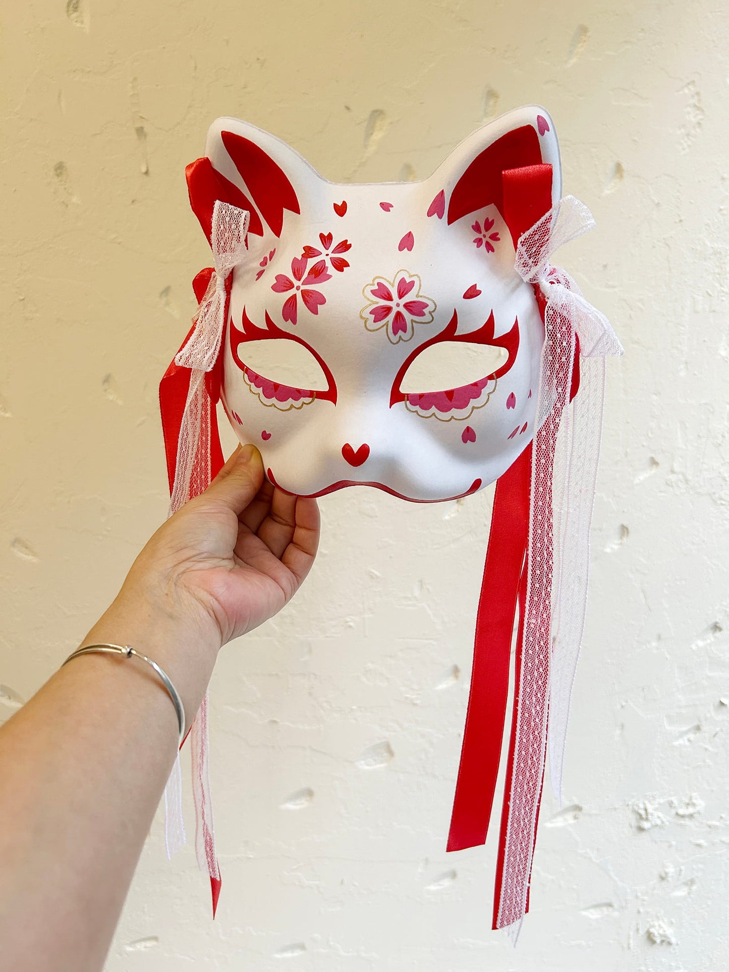 Hand-painted sakura cat mask 03